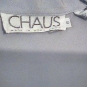 CHAUS, GREY, LS BLOUSE, SIZE 8
